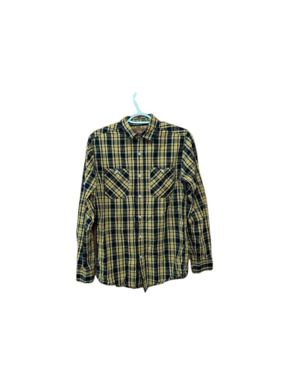 Red‎ Camel Handcrafted Shirt Mens S Yellow Black Long Sleeve Button Up Plaid